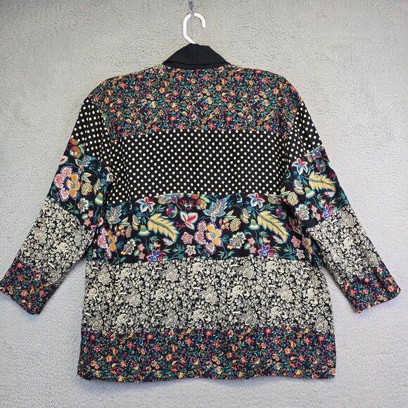 Vintage Cabrais Collection Jacket Womens M Patchwork Floral Artsy Boho 80s Retro - Picture 2 of 15